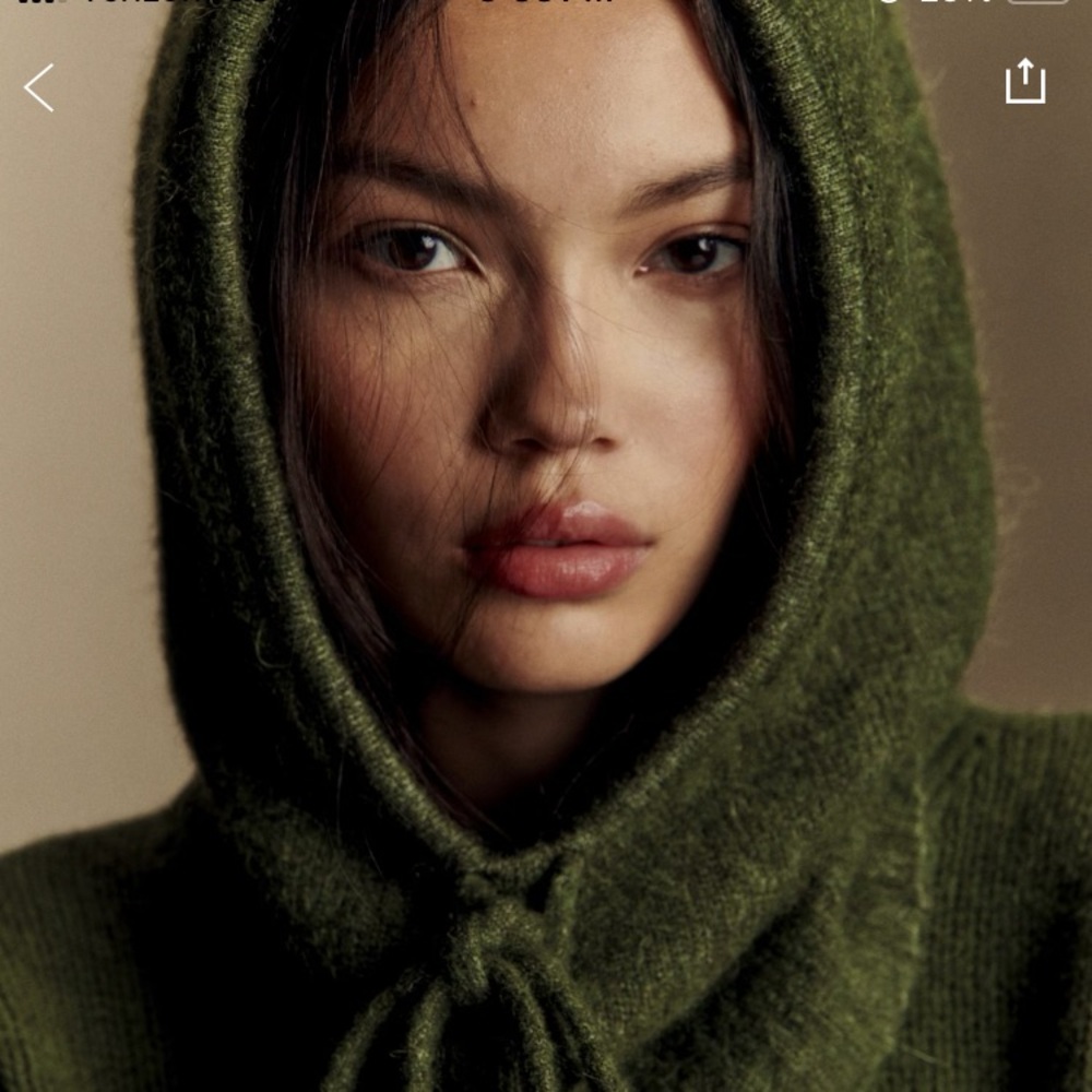 SÉZANE Hooded Scarf in Perfect Green